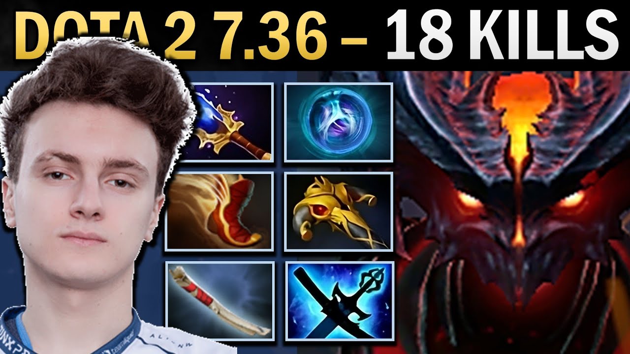 Shadow Fiend Gameplay Miracle with Totem and 18 Kills - Dota 7.36