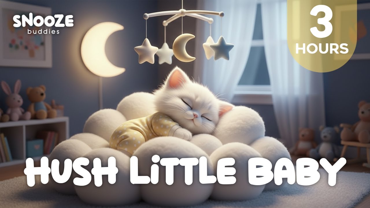 Hush Little Baby 👶 3 Hours Gentle Music Box Lullaby 😴 Calm Babies and Kids to Deep Sleep