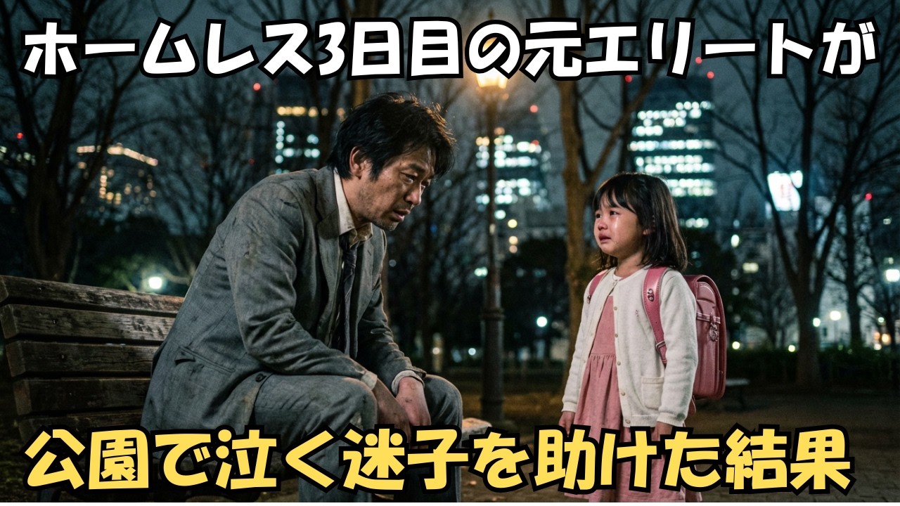 ホームレス3日目の元エリートが公園で泣く6歳の迷子を助けた…1週間後、少女の父親が探し当てた男の正体に全員が言葉を失った
