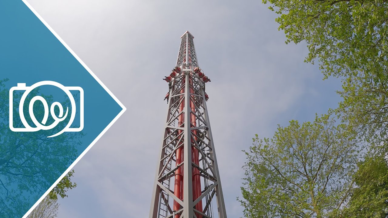 Space Shot (S&S Freefall Tower) @ Walibi Holland 2023 - 4K Offride Video