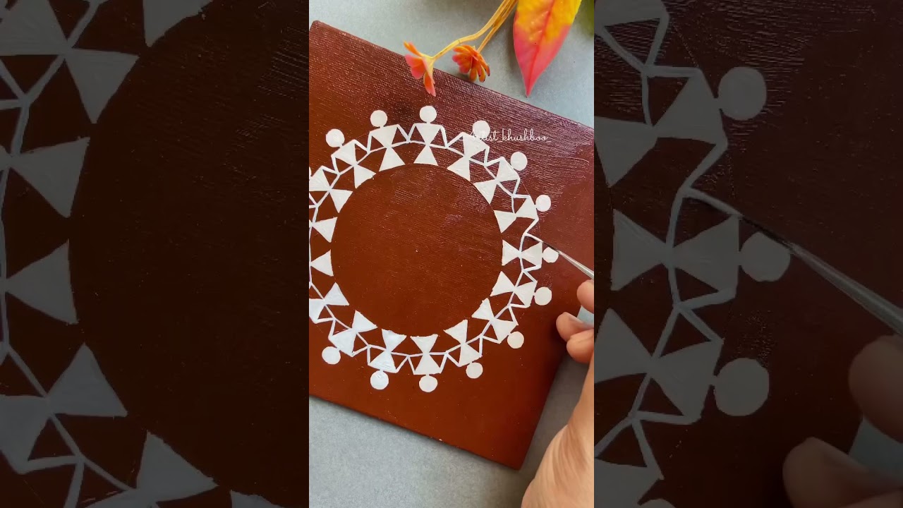 Warli art/ warli canvas painting ideas #youtubeshorts #shorts #warliart #painting