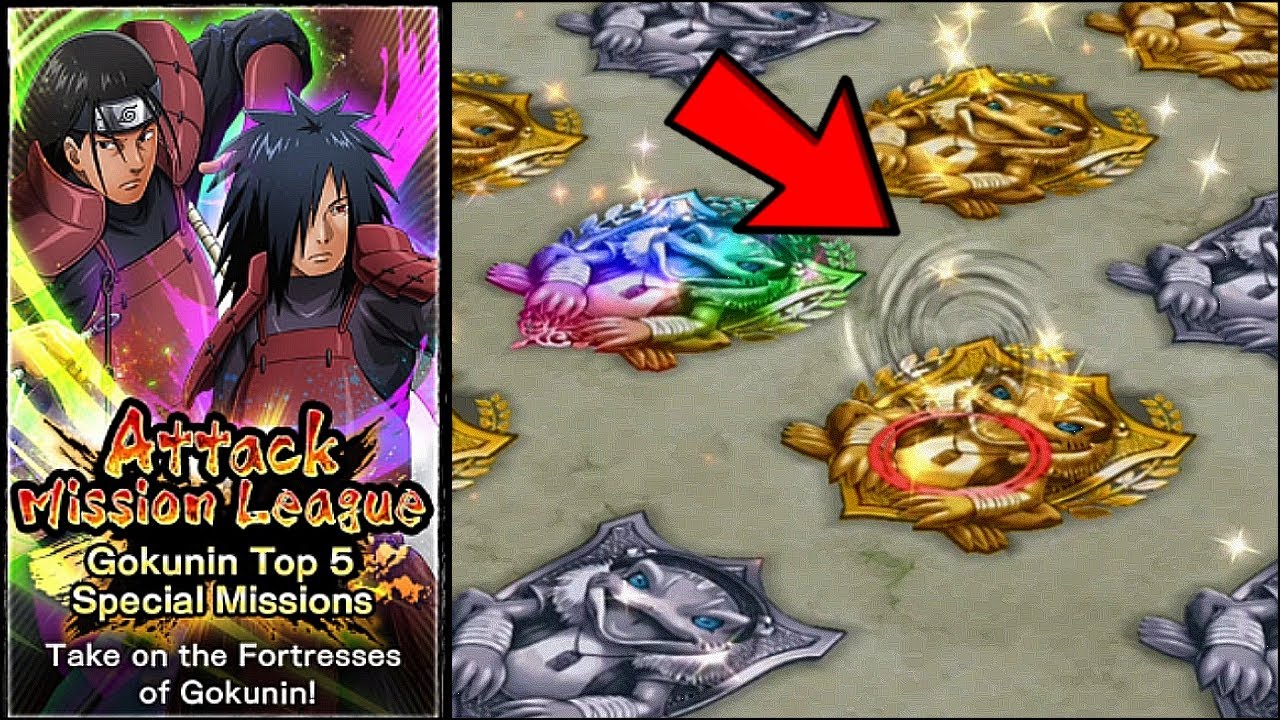 OBITO ATTACK TOP 5 GOKUNIN! ATTACK MISSION LEAGUE!!! | NARUTO C BORUTO NINJA VOLTAGE
