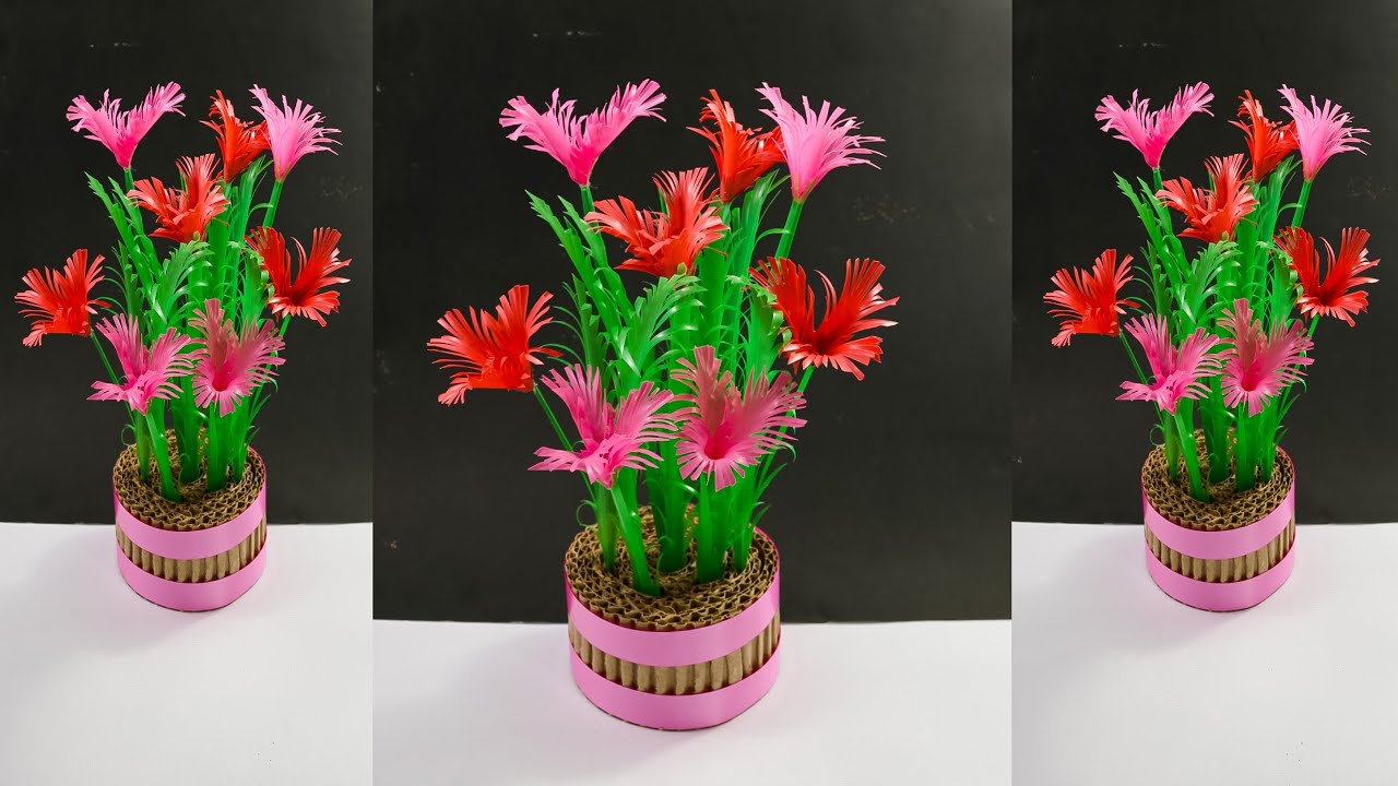 Bunga sedotan bisa berdiri sendiri tanpa pot | tutorial flower from straws