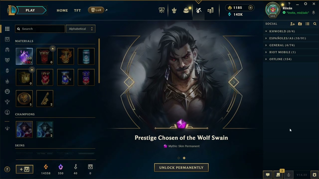 Forging Prestige Chosen of the Wolf Swain -Blood, sweat and tears event - League of Legends