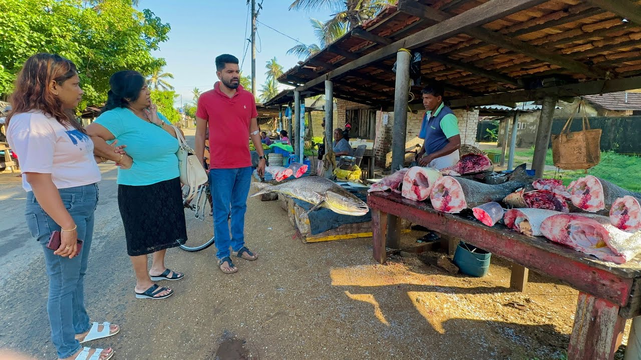 Amazing!! Natural Village Road Fishmarket Live Fish Cutting Skills in Sri Lanka