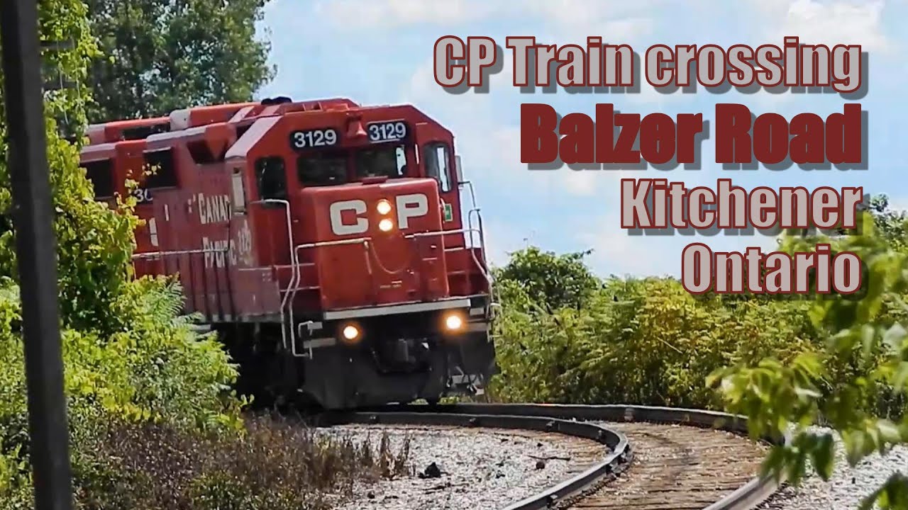 CP Train crossing Balzer Road in Kitchener, Ontario