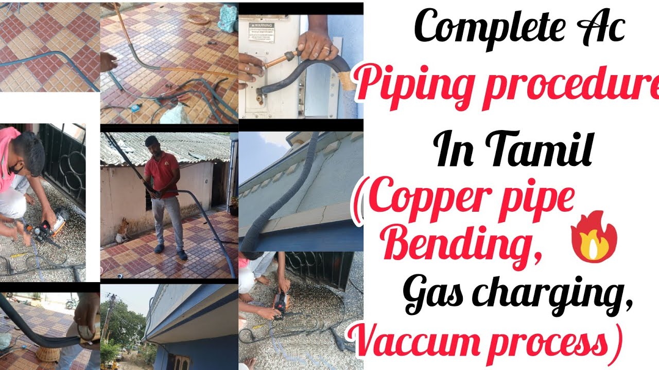 copper pipe installation & fitting for indoor air conditioner/how to bend copper pipe/vaccum process