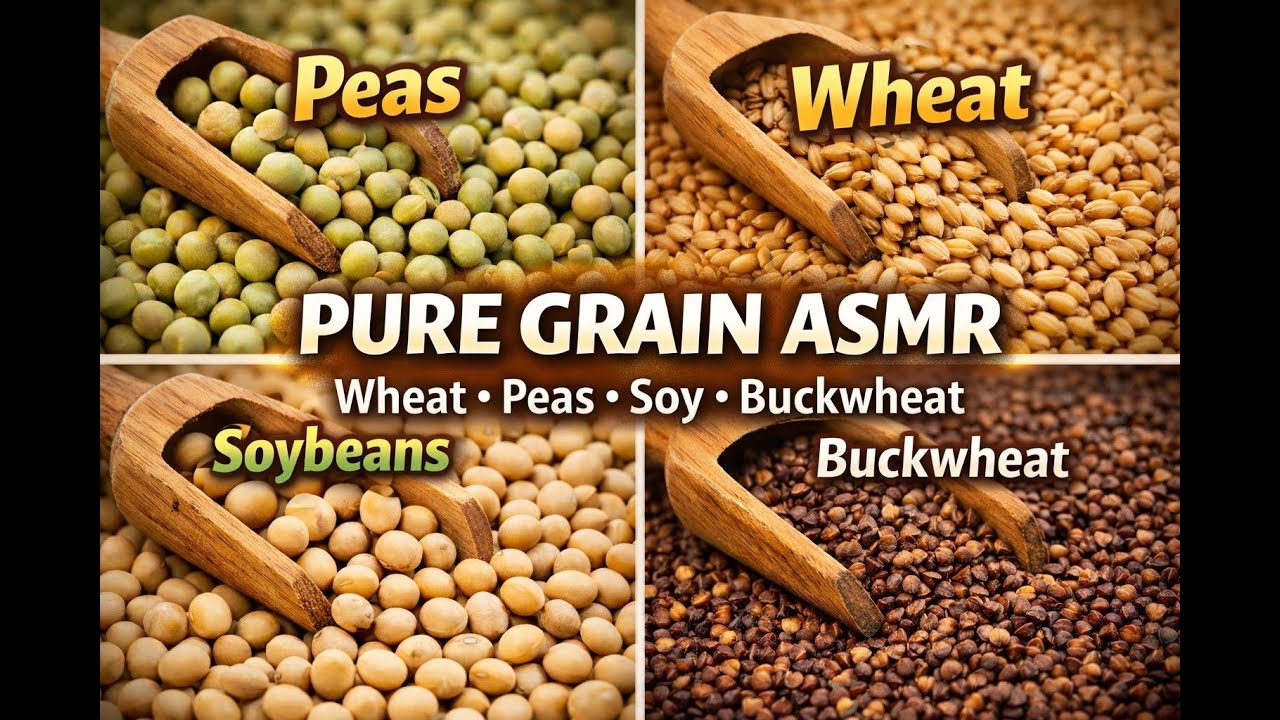2 Hours Pure Grain ASMR 🌾 | Buckwheat, Wheat, Soybeans & Peas | No Music