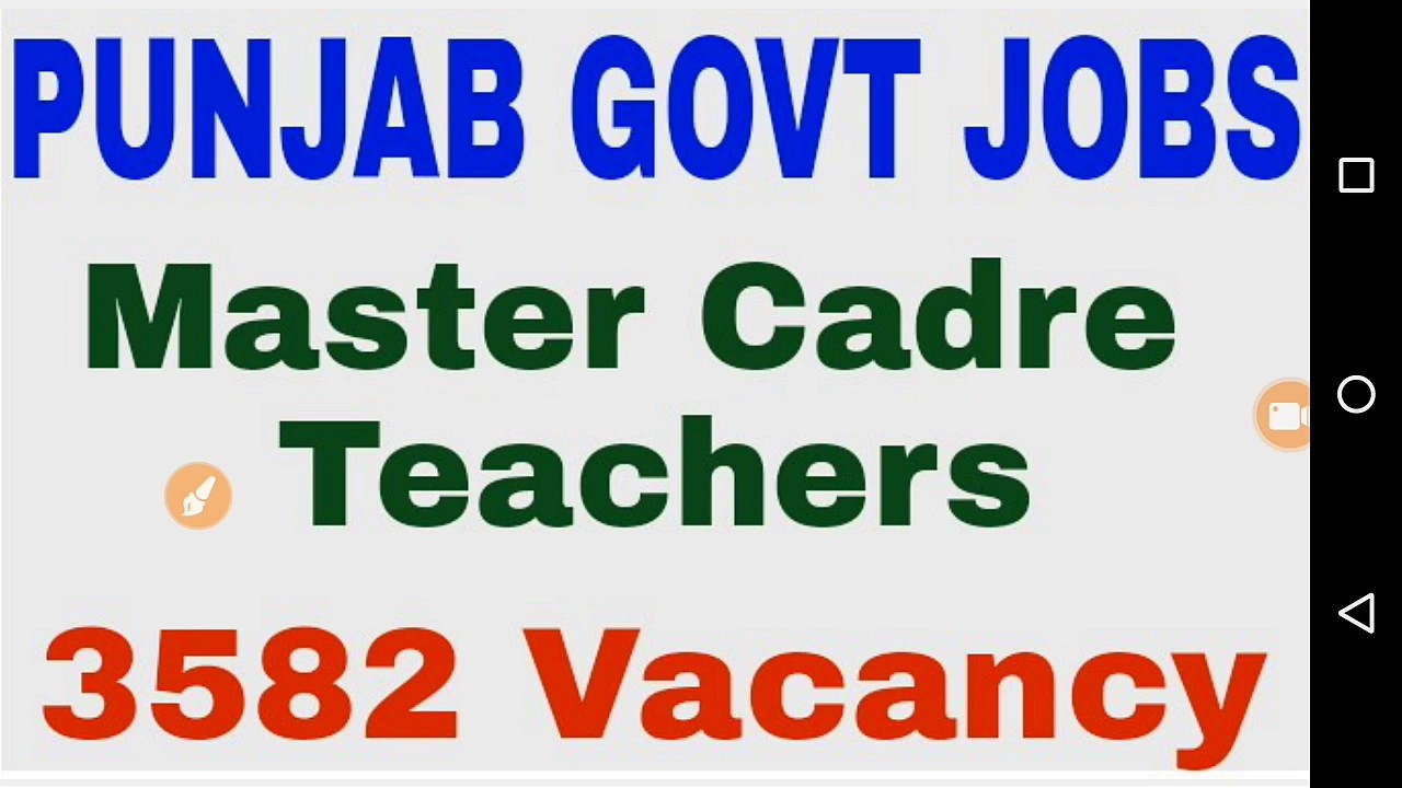 Punjab Govt Teacher Jobs 2017 || Master Cadre Teachers JOB 3582 Posts Full Information