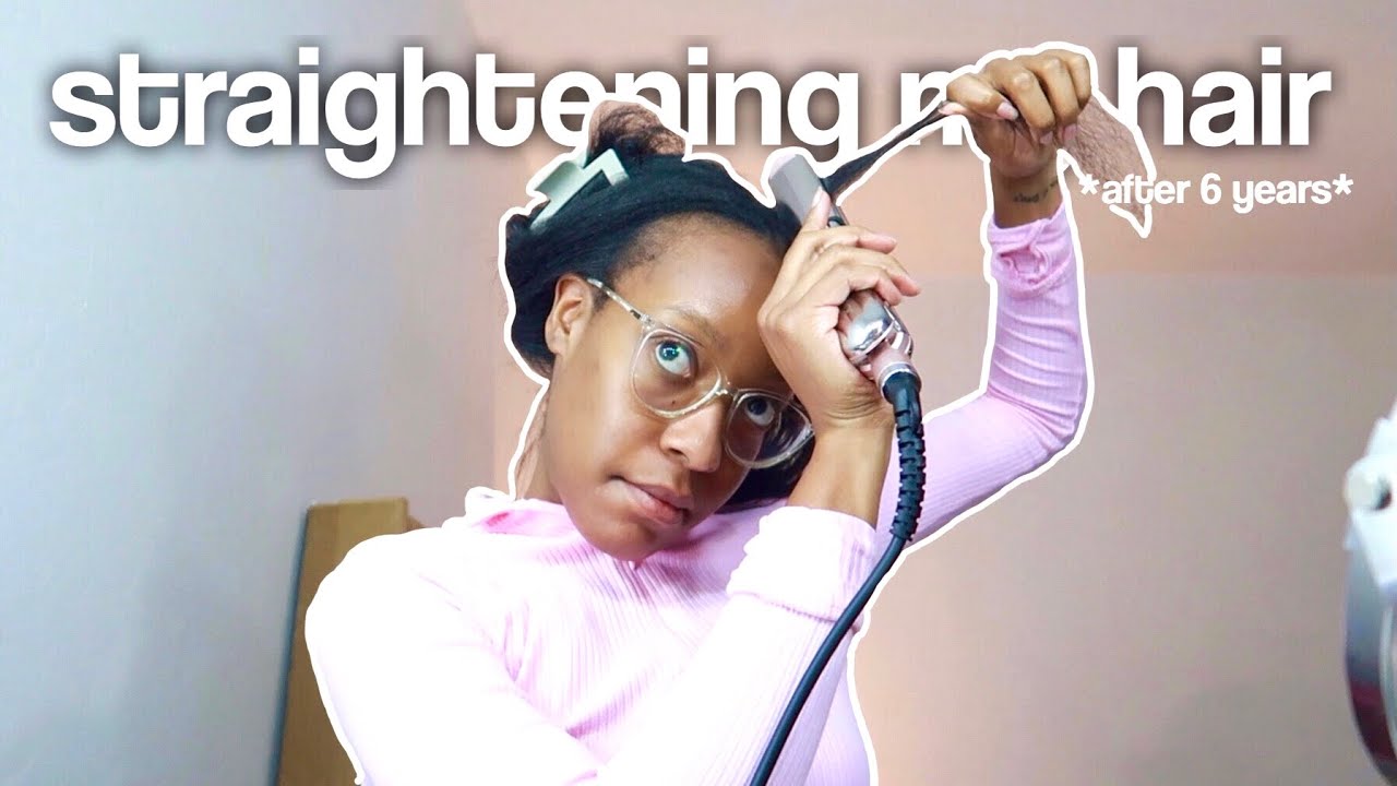 i straightened my 4C hair for the first time in 6 YEARS!! 😱 | vlog