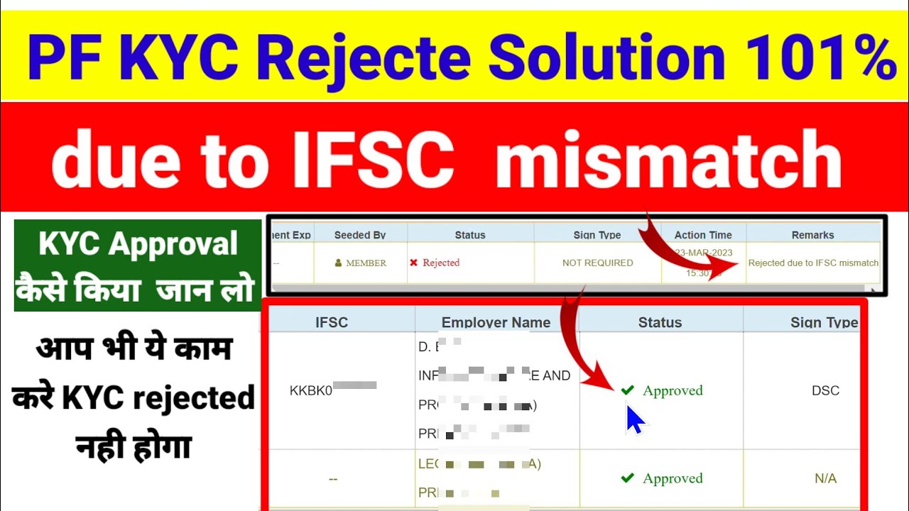EPFO KYC Rejected due to IFSC code mismatch problem Solution ✅