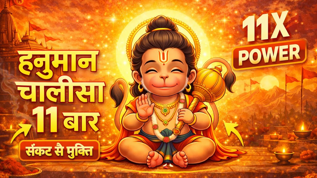 Hanuman Chalisa 11 Times with Lyrics | संकट कटे, भय दूर हो | Powerful Bhajan