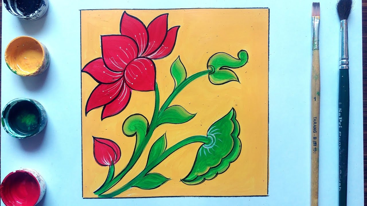 kamal ka phool kaise paint karen, how to draw & pent lotus flower step by step |lotus|