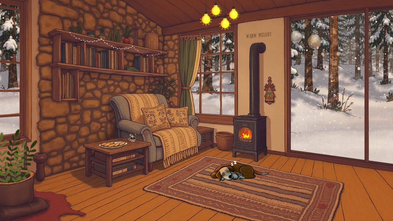 Tranquility January Morning ♨️❄️ Lofi Fireplace for Start your warm morning!