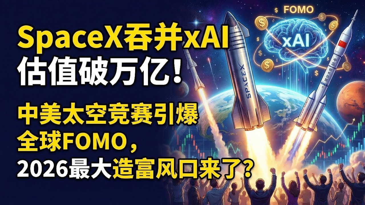 SpaceX吞并xAI估值破万亿！中美太空竞赛引爆全球FOMO，2026最大造富风口来了？SpaceX Merges xAI for $1.5T! US-China Space Race Ignite