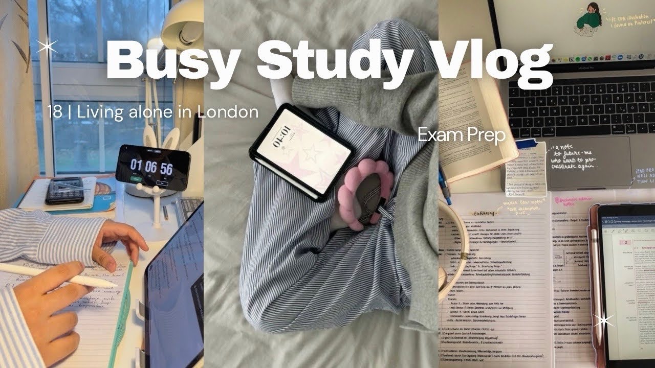 study vlog | productive morning, studying for clg exam, living alone in London 🌱📂