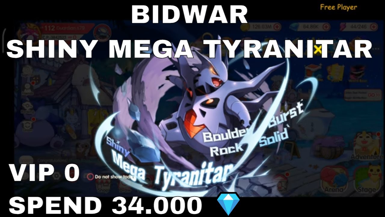 BIDWAR SHINY MEGA TYRANITAR  | 34.000 💎►Pocket Incoming | Pet Impact  |  Pet War
