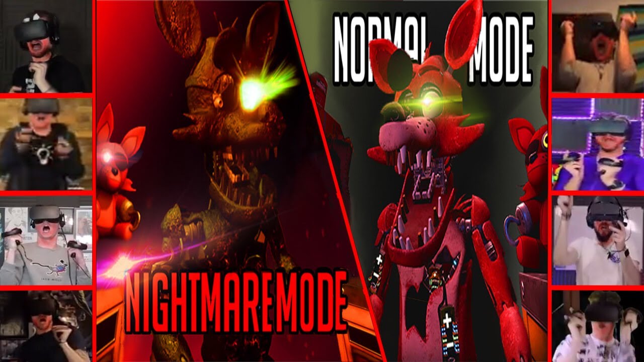 Youtubers REACTION to Repairing FOXY in NORMAL Mode VS NIGHTMARE MODE | FNAF VR Help Wanted