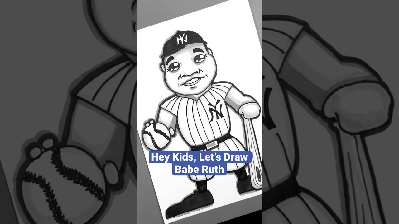 ⚾️ How to Draw Babe Ruth - New York Yankees Baseball (Short)
