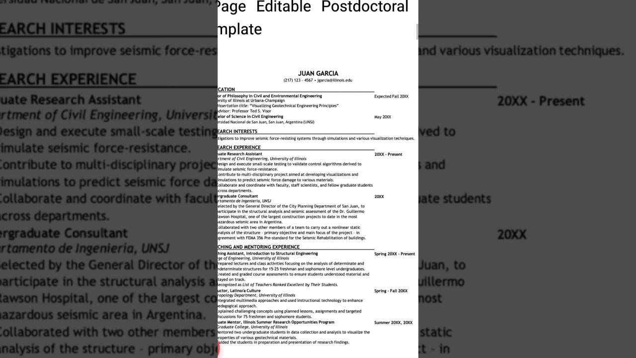 Free 3-Page Editable Academic CV Template for Word