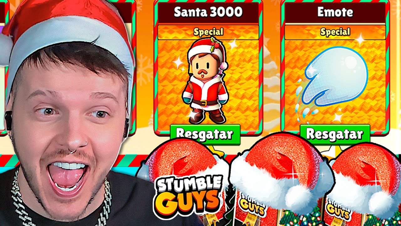 🎄 ABRI 100X CAIXAS E COMPLETEI O NOVO PASSE DE NATAL DO STUMBLE GUYS! 🎅 ‹ KHORTEX ›