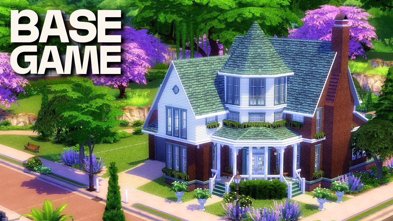 fall asleep while i build a base game only house in The Sims 4 🌿