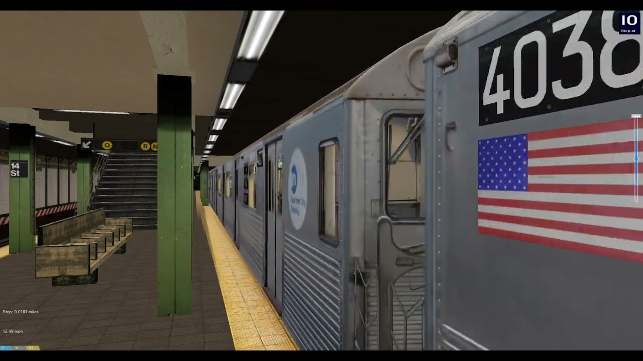 OpenBve R38 Q Train Action At 14 St - Union Square.