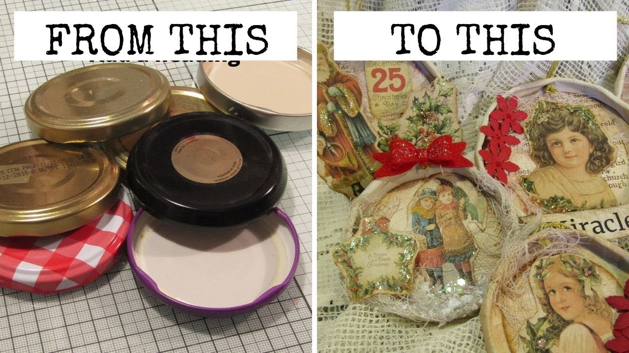 Recycled Jar Lid Christmas Decorations