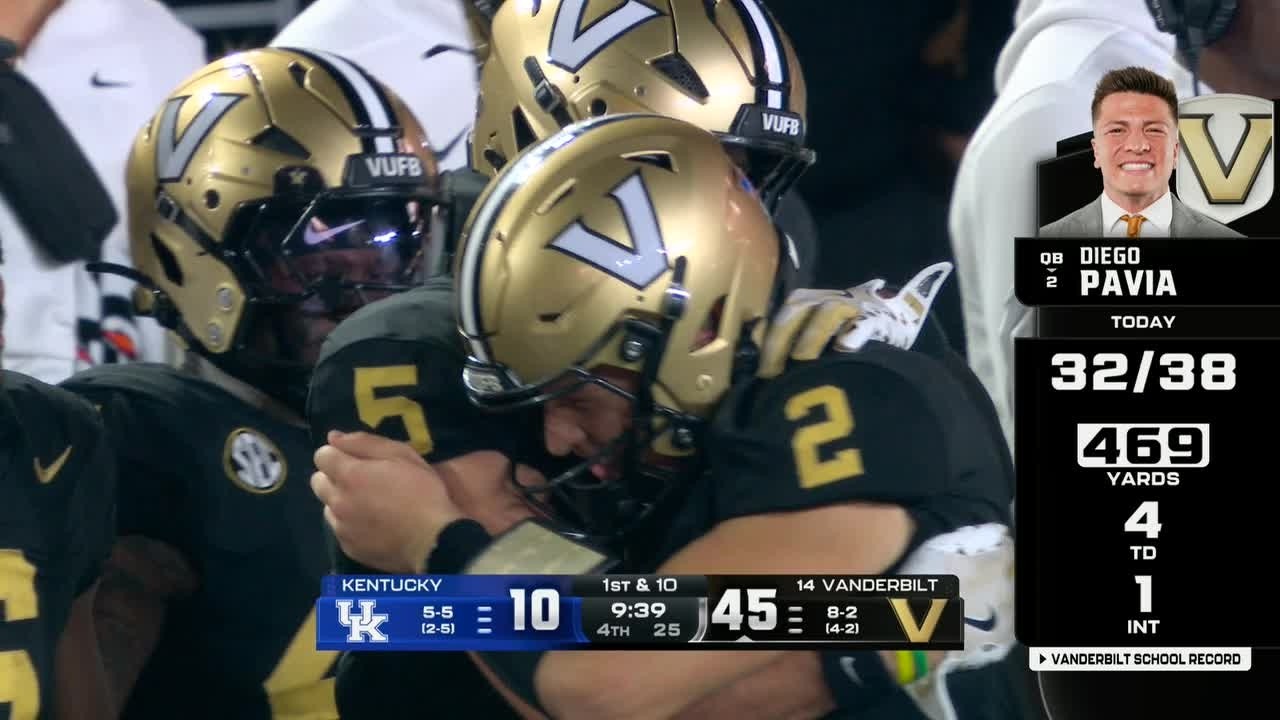 Diego Pavia gets STANDING OVATION after setting Vanderbilt record for passing yards | ESPN CFB