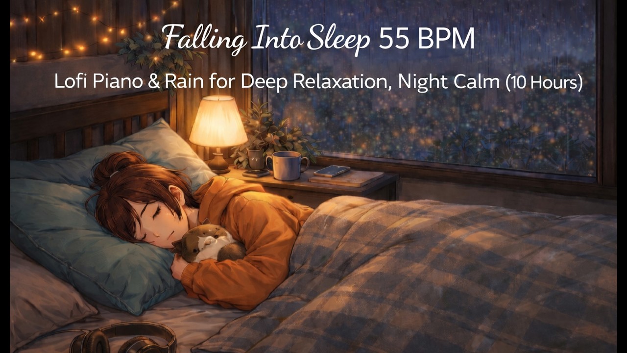 Falling Into Sleep 🌧️ Lofi Piano & Rain for Deep Relaxation, Night Calm 10 Hour