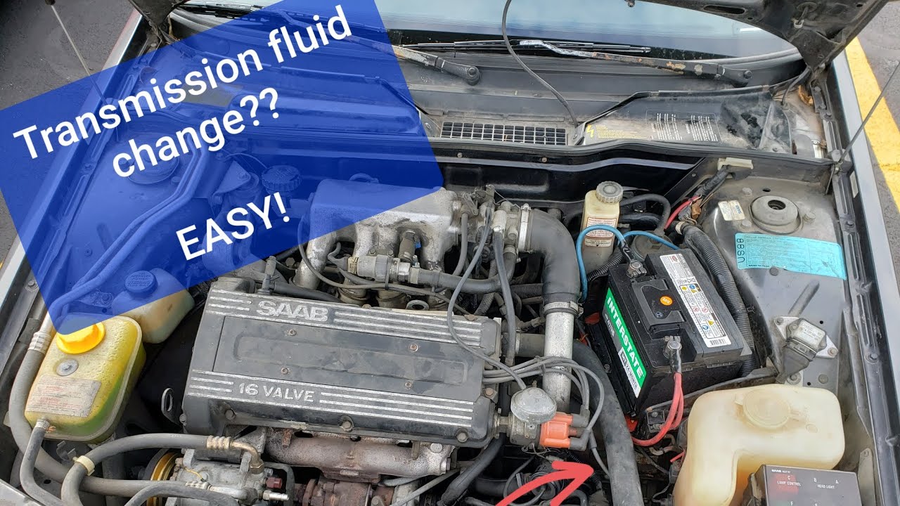 1988 Saab 9000 automatic transmission fluid change, filter clean. Smart design. DIY! Easy!