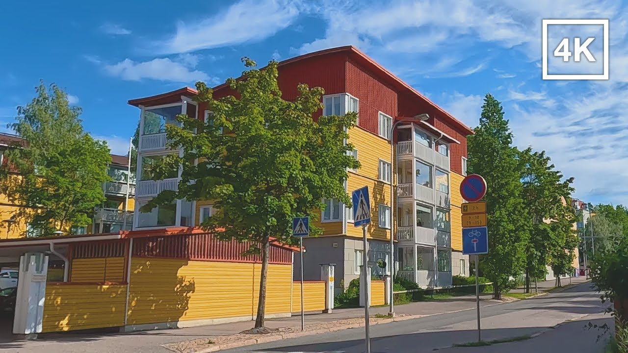 Walking in Lahti city neighborhoods, Finland - 4K