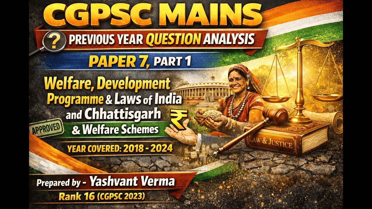 CGPSC Mains Previous Year Question Analysis : Part 7, Part 1- Important act and welfare schemes