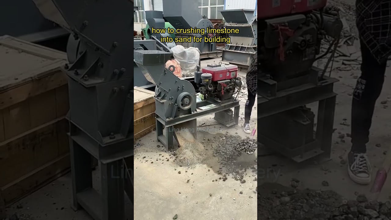 #limestone into#sand for#building #construction #crushing #rock  #construction #hammercrusher #brick