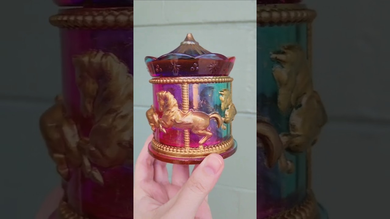 unique colorful resin carousel storage jar handmade by HyenaResin on Etsy 🎠
