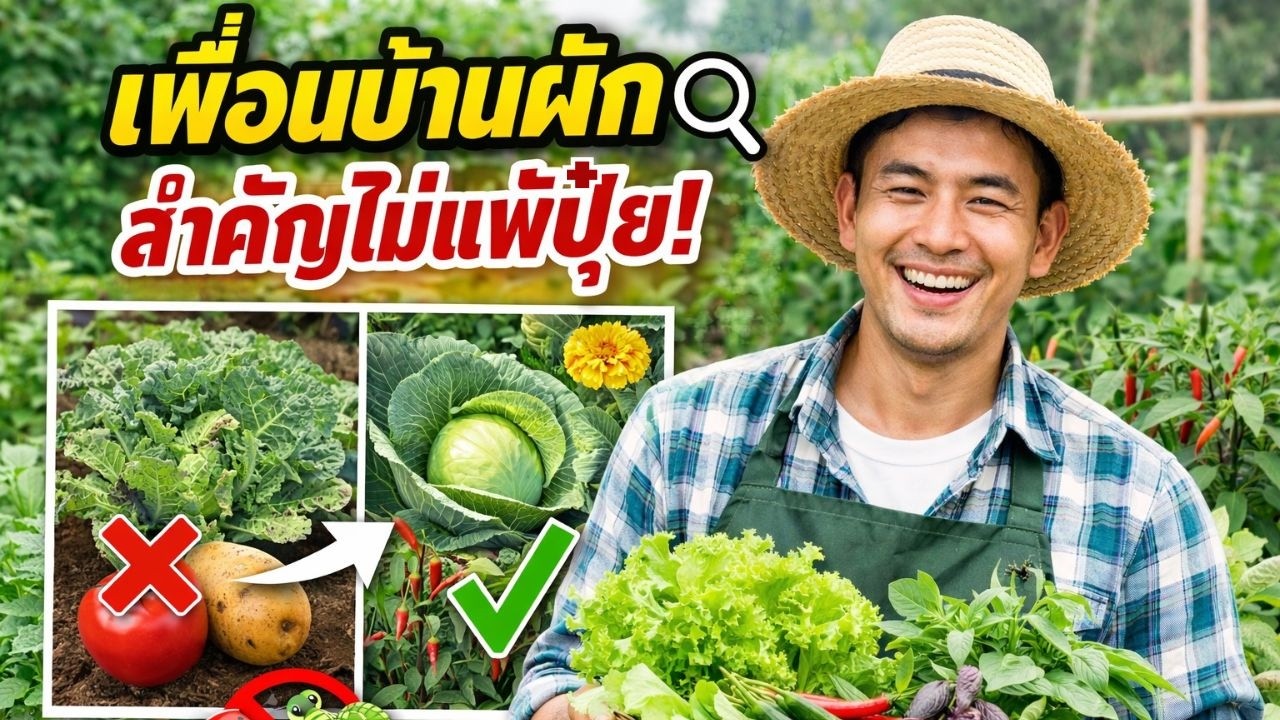 เพื่อนบ้านผัก สำคัญไม่แพ้ปุ๋ย! ปลูกถูกคู่ ผักโตไว ไร้แมลง