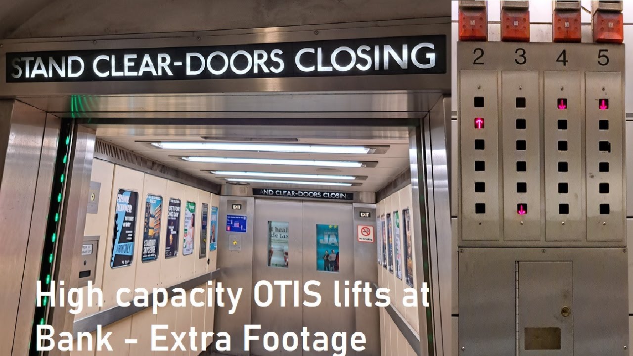 Extra footage - early 1980's high capacity OTIS lifts at Bank Station