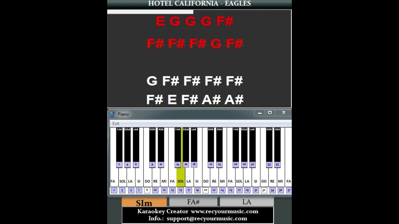 Hotel California Eagles PIANO TUTORIAL #chord #easypiano #piano #music #accordi #Karaokeyversion