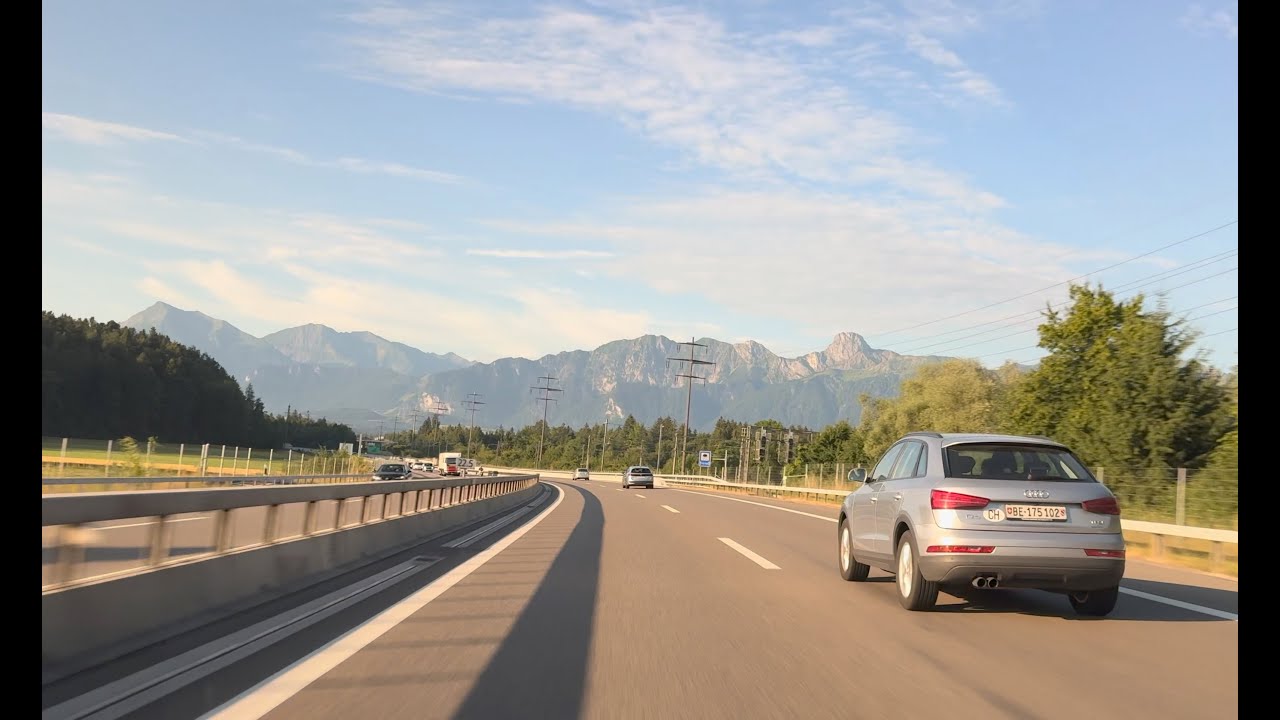 4K HDR Chilled Sunrise Driving: Bern to Kriens passing Interlaken | Switzerland Travel 🇨🇭