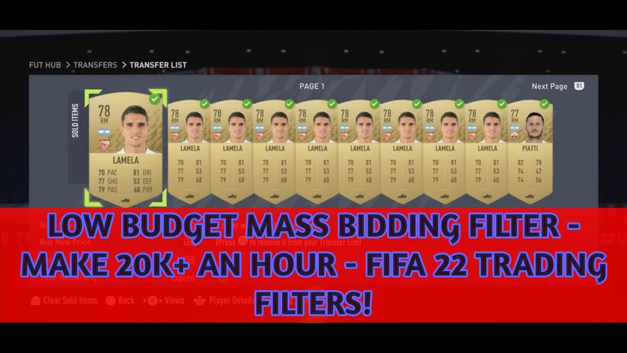 FIFA 22 TRADING TIPS - LOW BUDGET MASS BIDDING FILTER - MAKE 20K+ AN HOUR - FIFA 22 TRADING FILTERS!