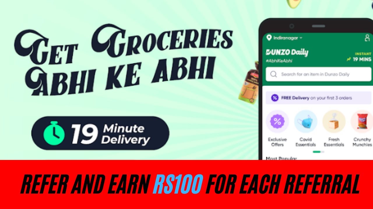Dunzo Referral Code - DUNZOC923UC | Get ₹100 Dunzo Cash on signing up | Refer and Earn App in Tamil