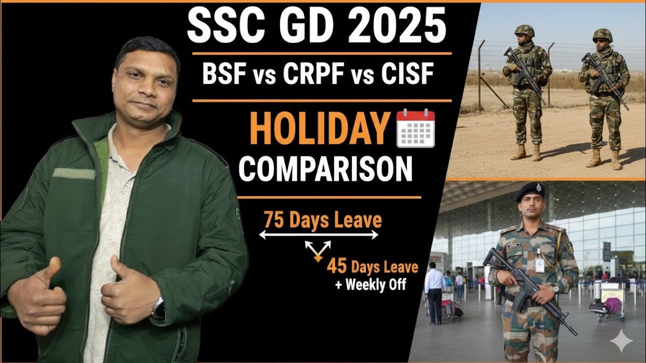 BSF,CRPF और CISF किसको कितनी छुट्टी मिलती है? #sscgd2025 #sscgd #sscgdtraining #sscgdtest #vlogs 
