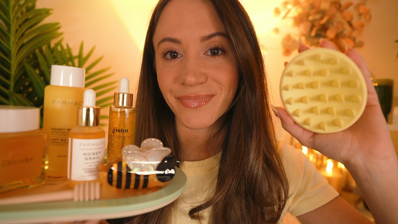 ASMR Honey Spa 🍯 Facial + Hair Treatment For Deep Sleep
