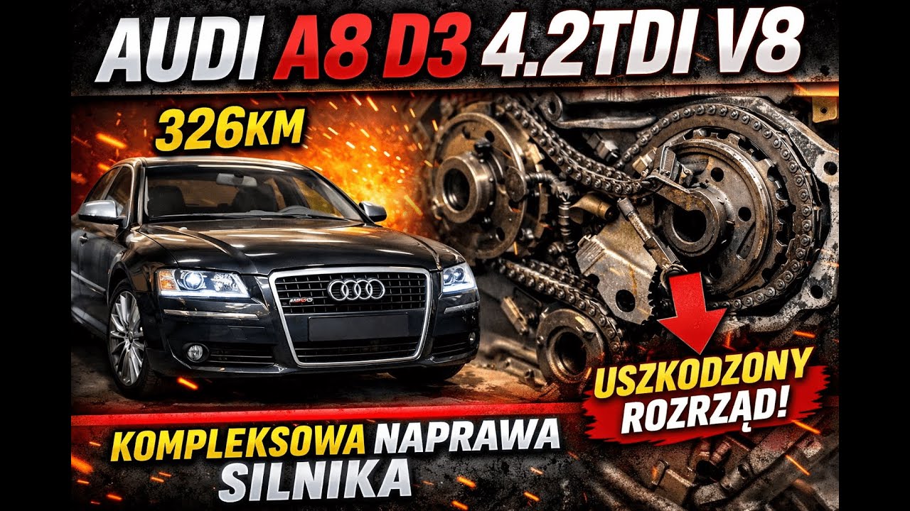 Audi A8 D3 4.2TDI V8 326KM - Kompleksowa naprawa silnika, uszkodzony rozrząd
