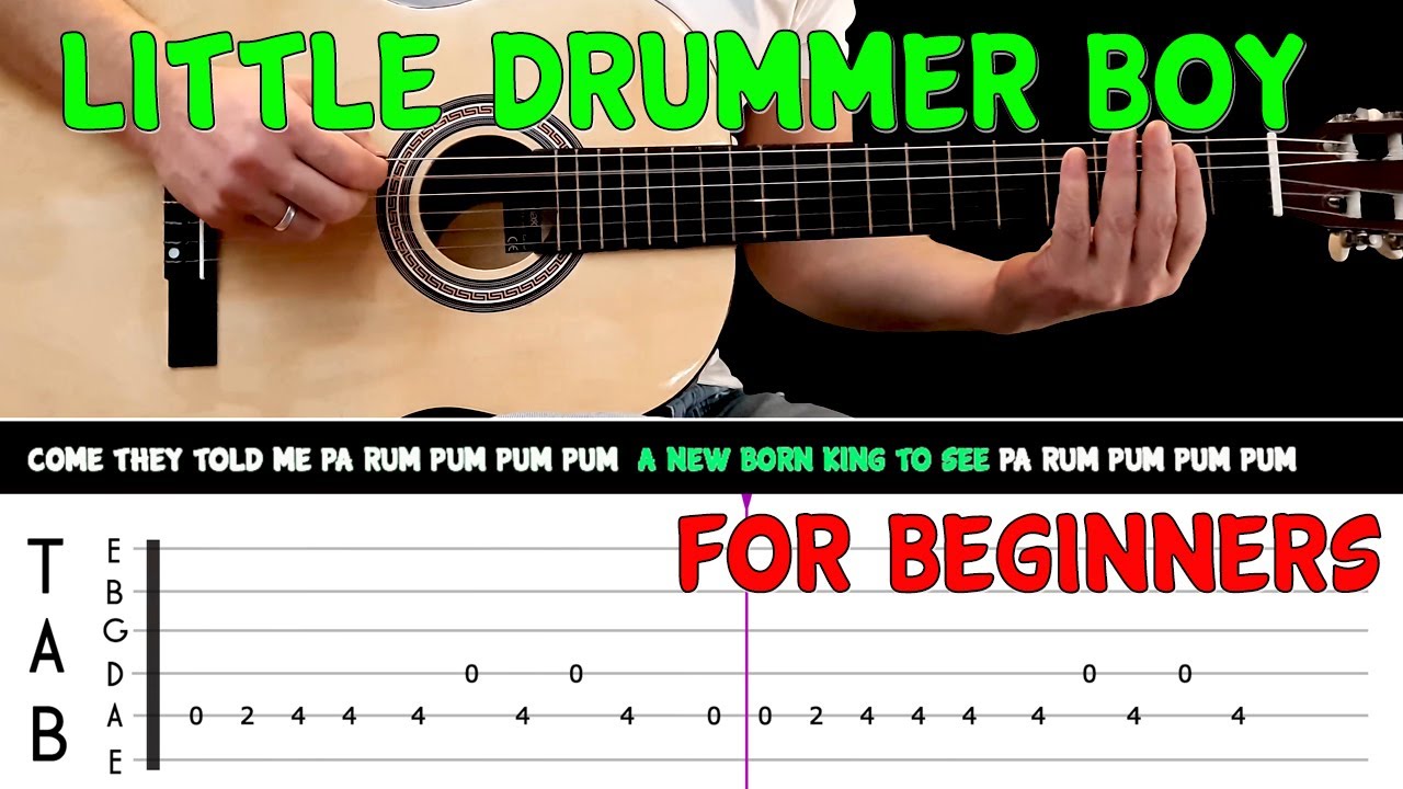 LITTLE DRUMMER BOY | Easy guitar melody lesson for beginners (with tabs) - Katherine Kennicott Davis