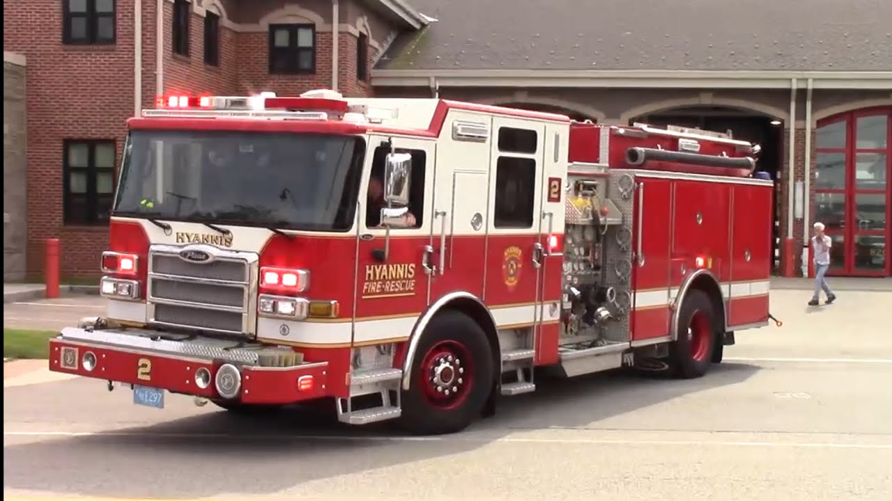 Hyannis Fire Department of Cape Cod Engine 2 and Ambulance 1 Responding 