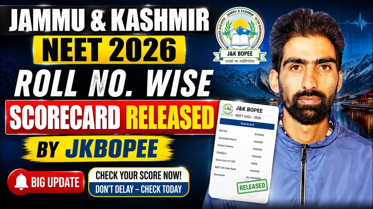 🚨 J&K NEET 2026 Roll No. Wise Scorecard Released | JKBOPEE Official Update | Check Now
