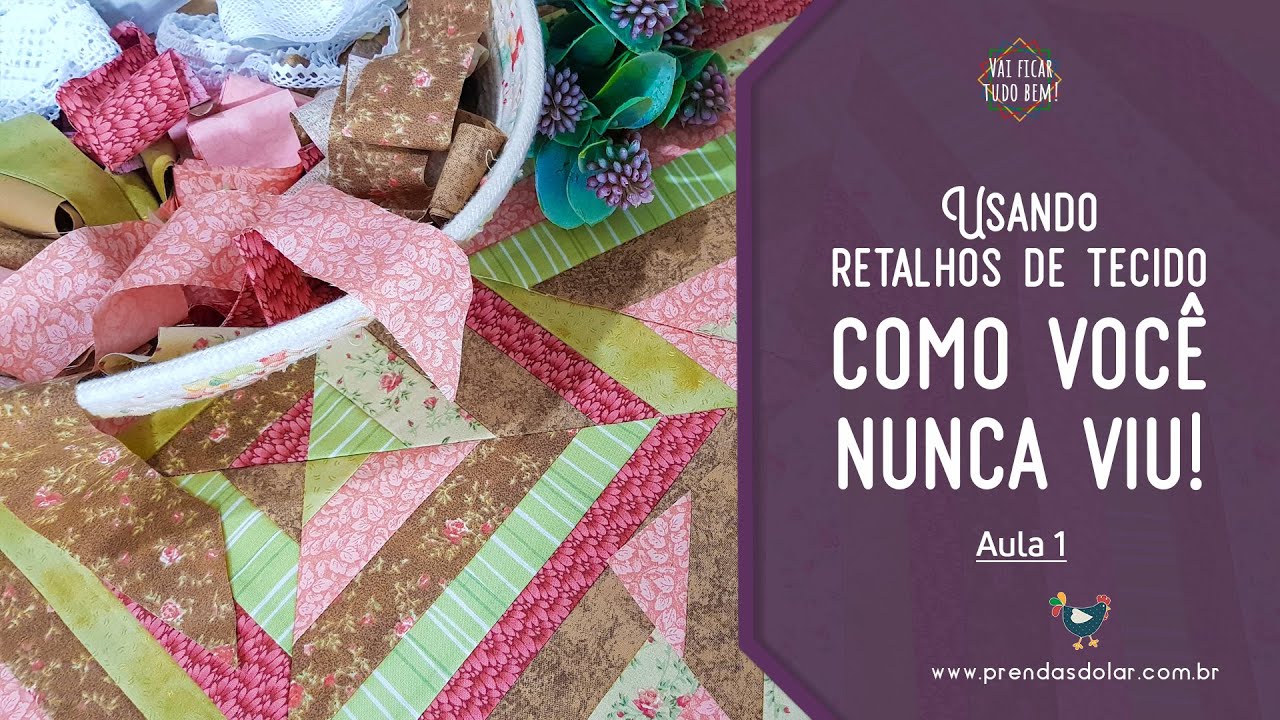 Use seus RETALHOS DE TECIDOS: peseira e almofada em PATCHWORK feitas só com faixas de tecidos! Aula1