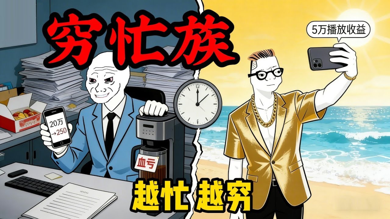 窮忙族的一生 | 發現越努力越窮 | 24小時都在忙卻還是窮的恐怖真相.. | #wojak  #现实 | #搞笑 #窮人思維 #穷人