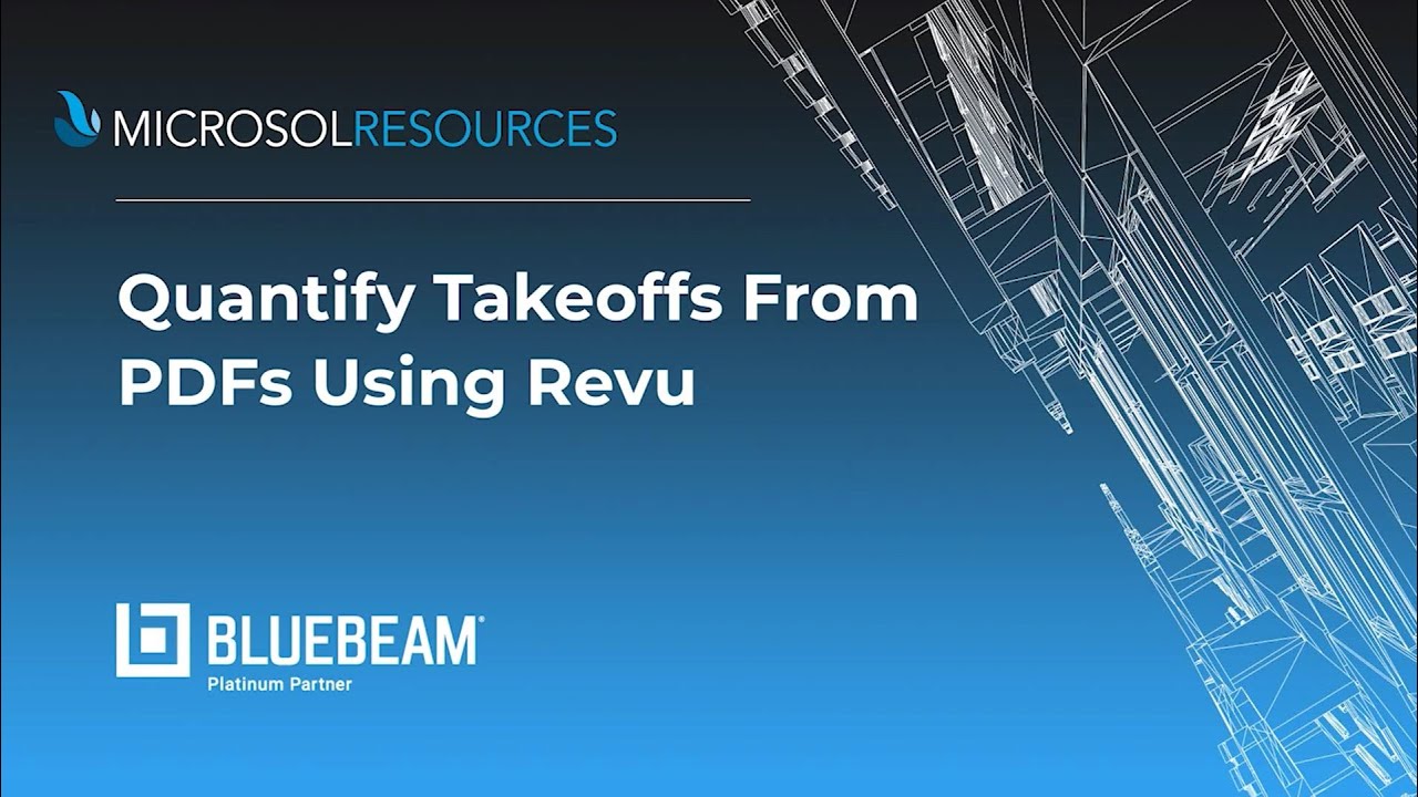 Quantity Takeoffs from PDFs using Revu